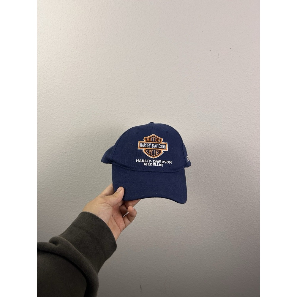 Harley Davidson Motorcycles Navy Blue Embroidered Logo Baseball Cap Hat